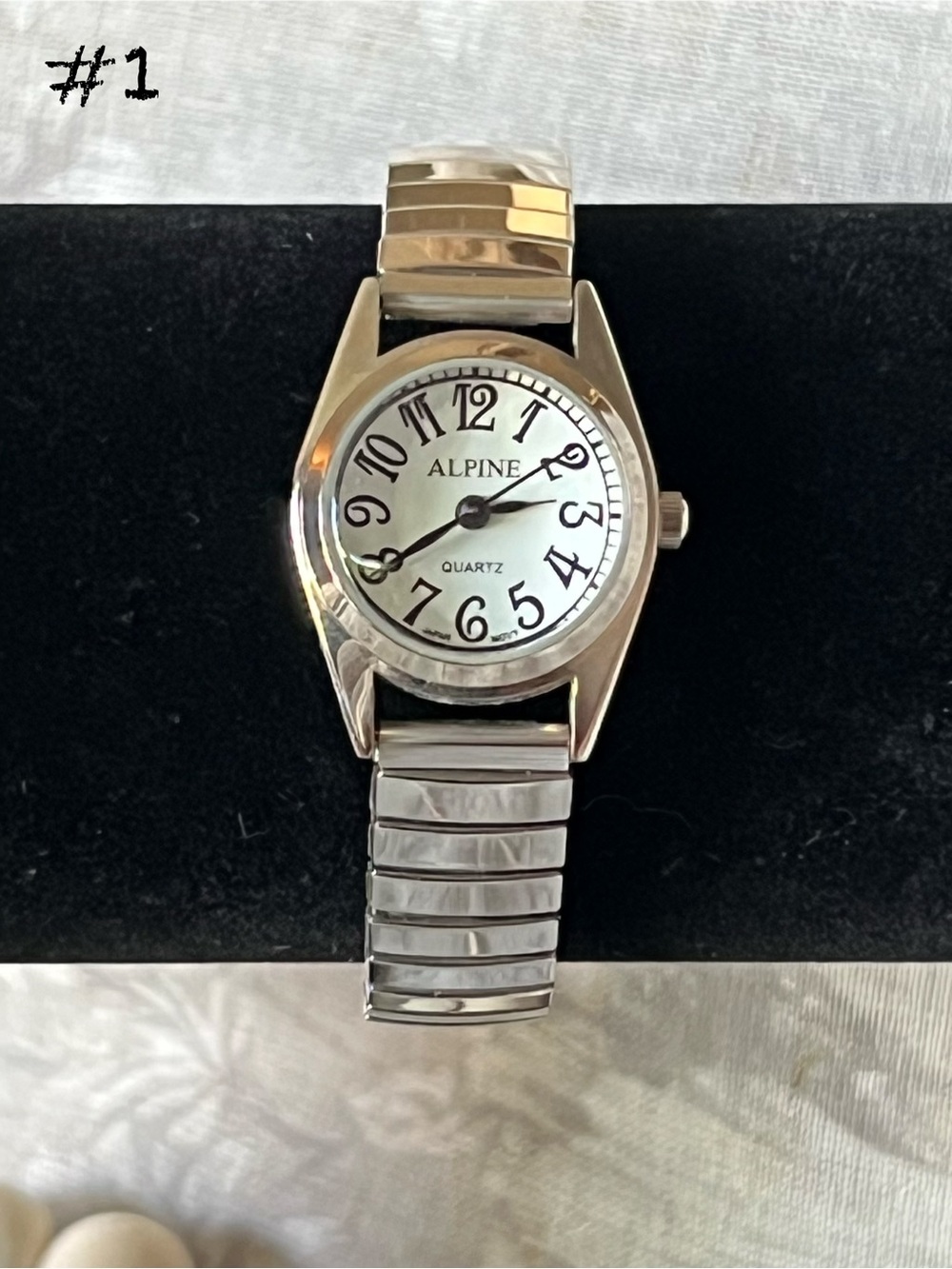 Alpine Easy Reader Quartz Watch Silver Stretch Expansion Band